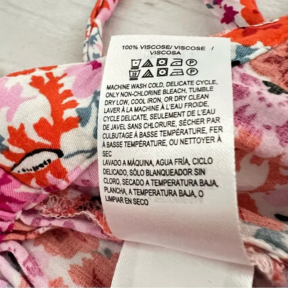 Lucky Brand Womens Wrap Skirt Size Large Pink Orange Floral Maxi Cottagecore